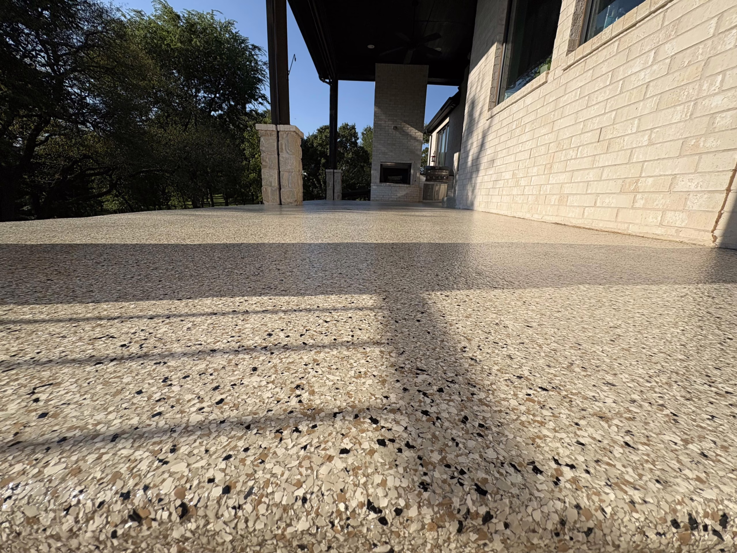 epoxy flooring with flakes patio